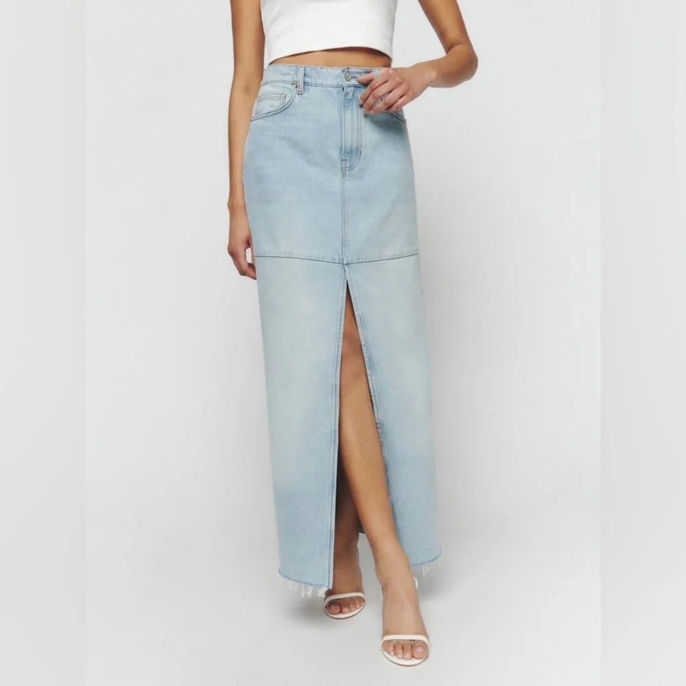 Reformation Tazz Denim Maxi Skirt - Picture 1 of 6